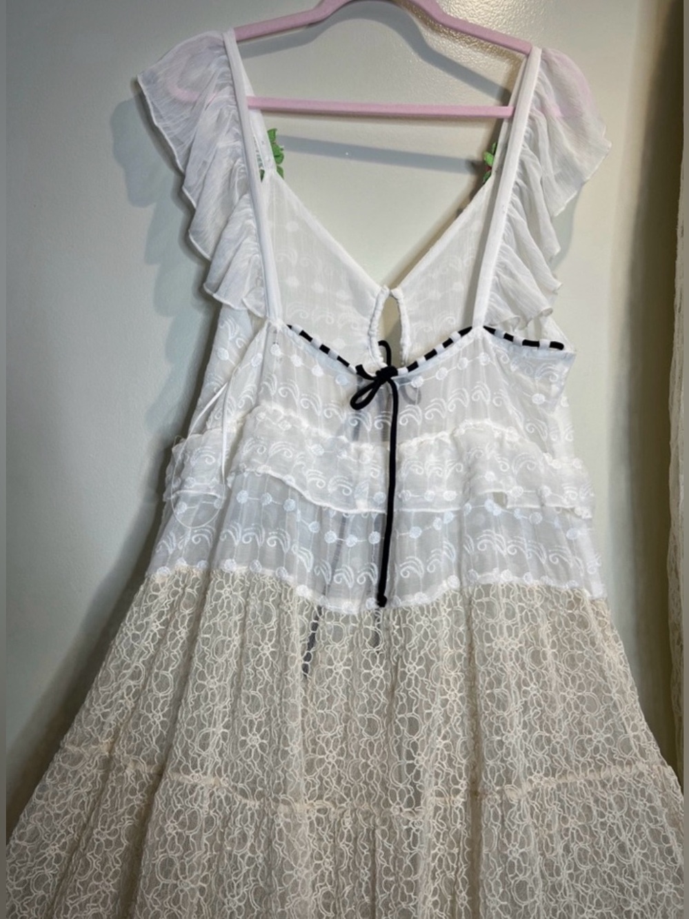 NWT Free People Selena Lace Rosette Open Front Festival Maxi Top Dress, S - Picture 7 of 11